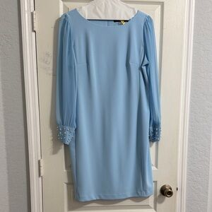 Karl Lagerfeld Light Blue Dress with Pearl Cuffs